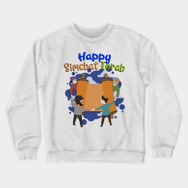 Happy Simchat Torah - Jewish Holiday Gift For Men, Women & Kids Crewneck Sweatshirt by Art Like Wow Designs